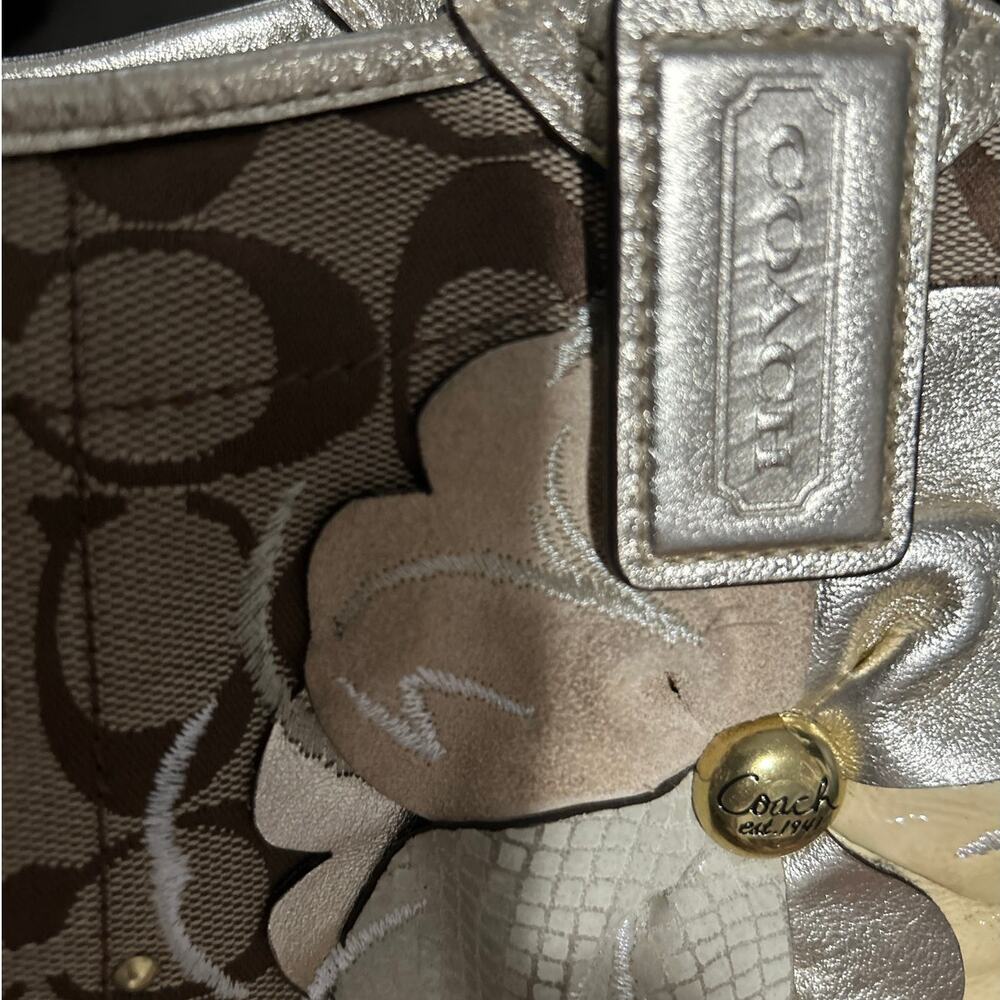 Coach‎ Signature Leather Floral Bleecker Canvas Satchel Bag F16276 - Picture 4 of 13